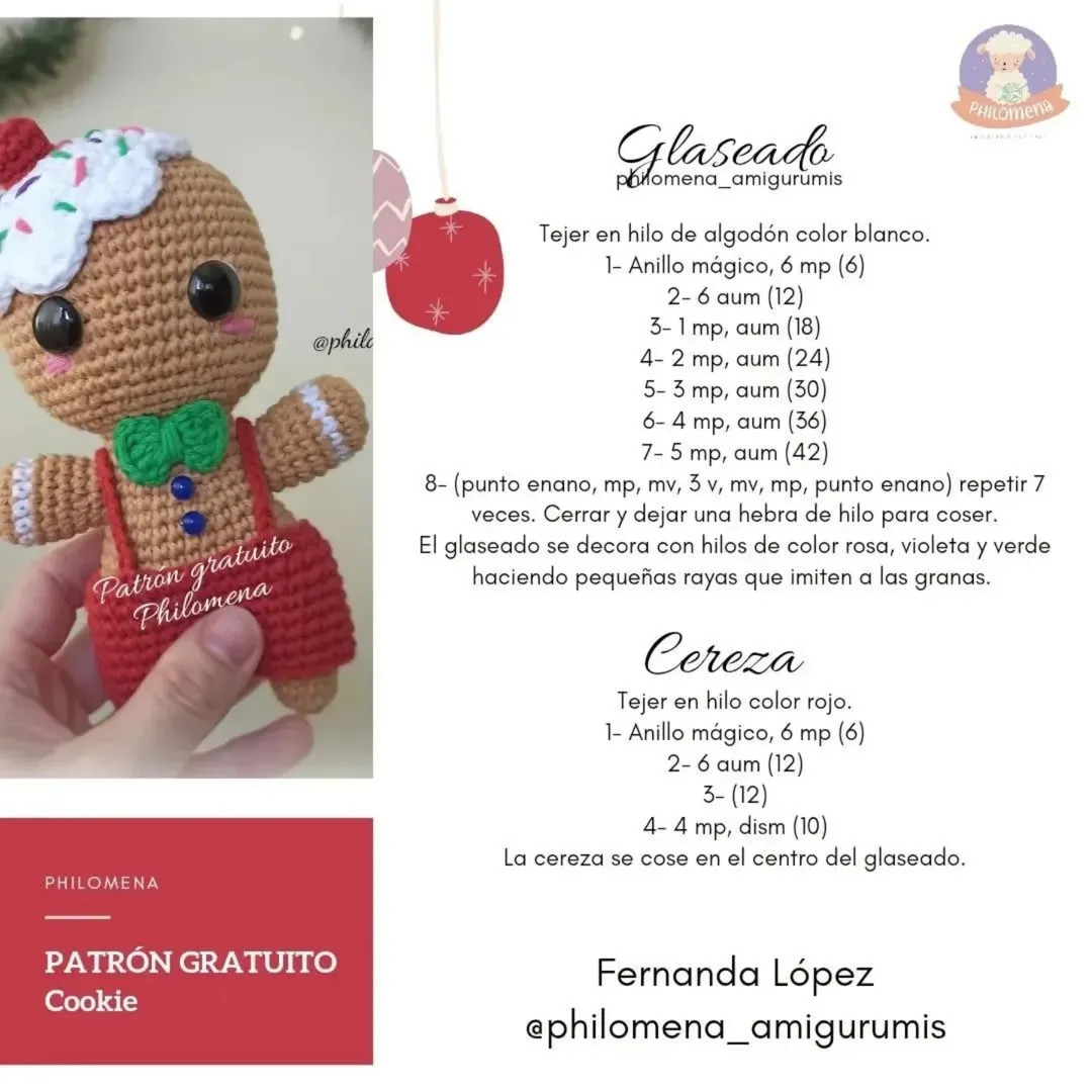 Patrón amigurumi galleta de jengibre gratis