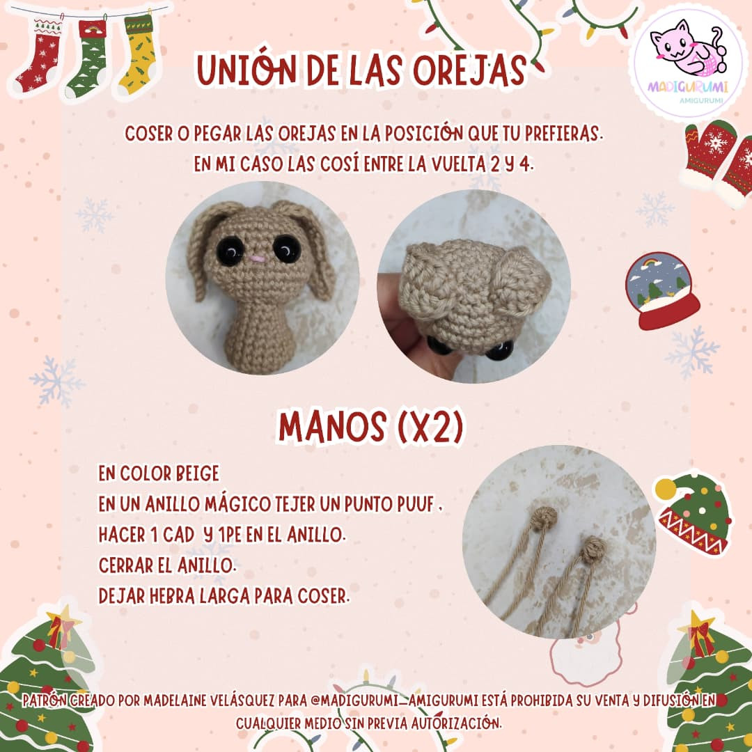 Patrón amigurumi Gaspar: Conejito navideño gratis