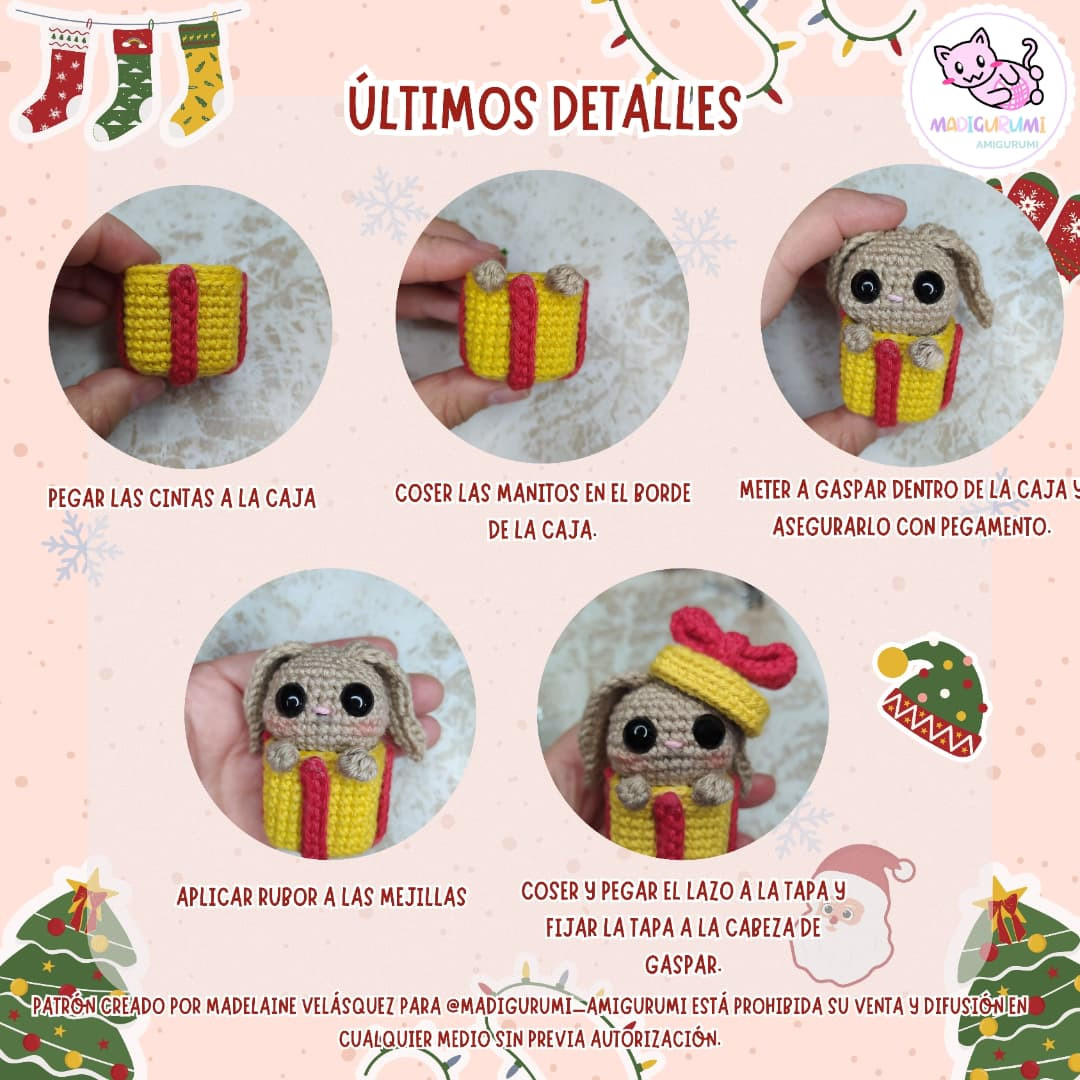 Patrón amigurumi Gaspar: Conejito navideño gratis