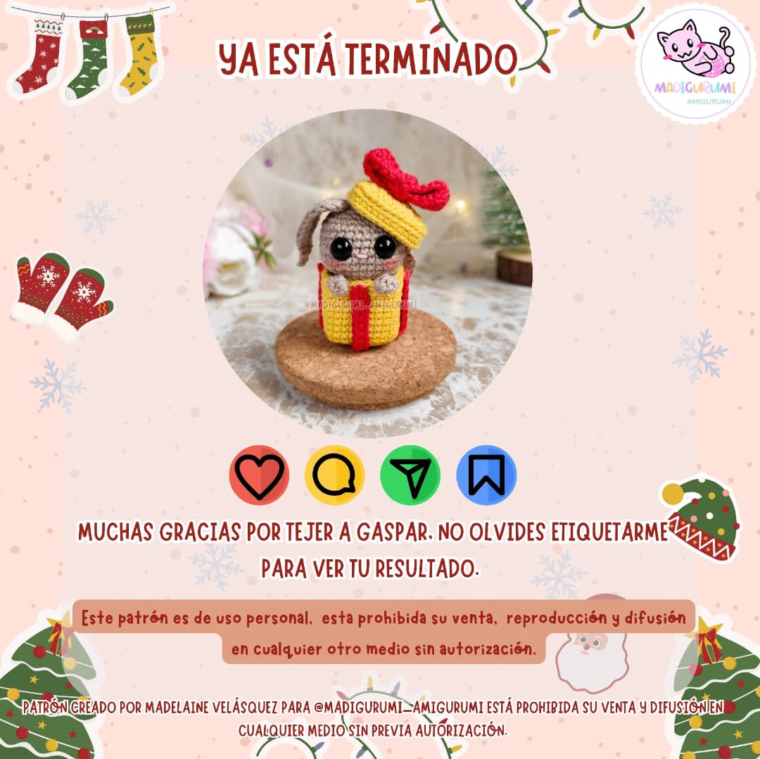 Patrón amigurumi Gaspar: Conejito navideño gratis