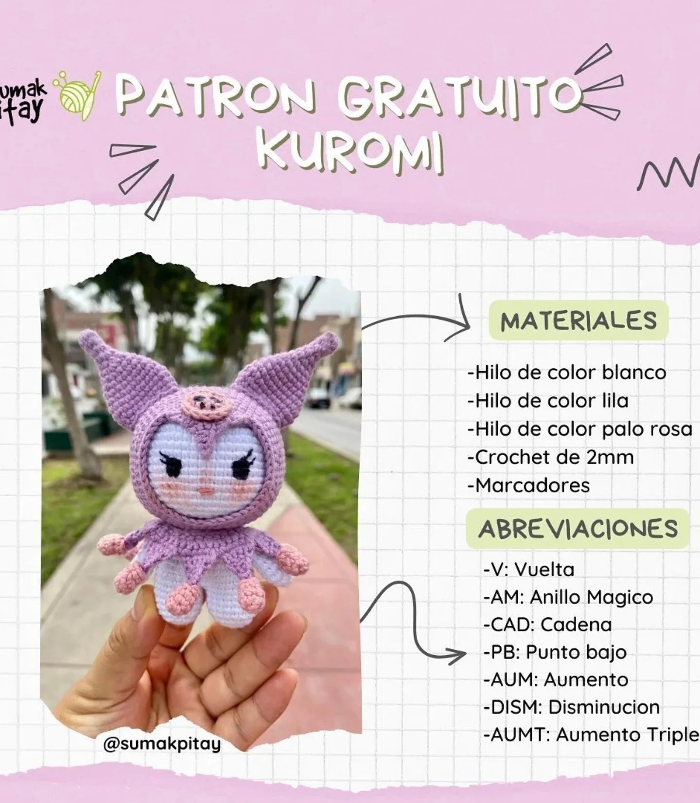 Patrón Amigurumi Gratis:  Adorable personaje kawaii a crochet.