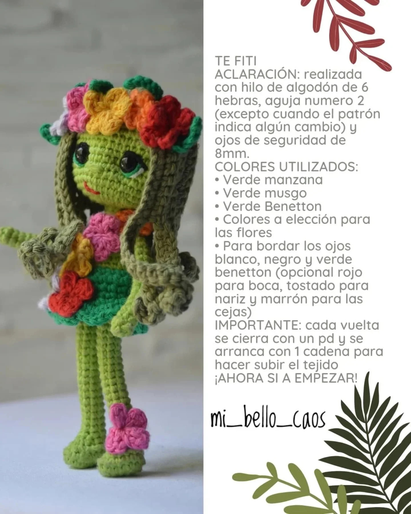 Patrón amigurumi gratis: hada floral tejida a crochet