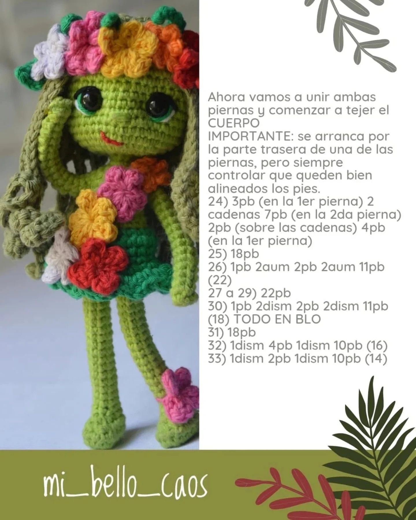 Patrón amigurumi gratis: hada floral tejida a crochet