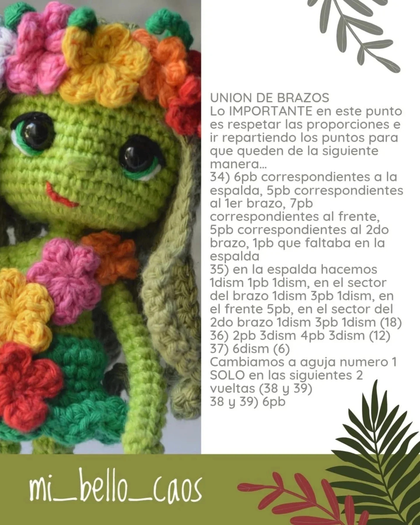 Patrón amigurumi gratis: hada floral tejida a crochet