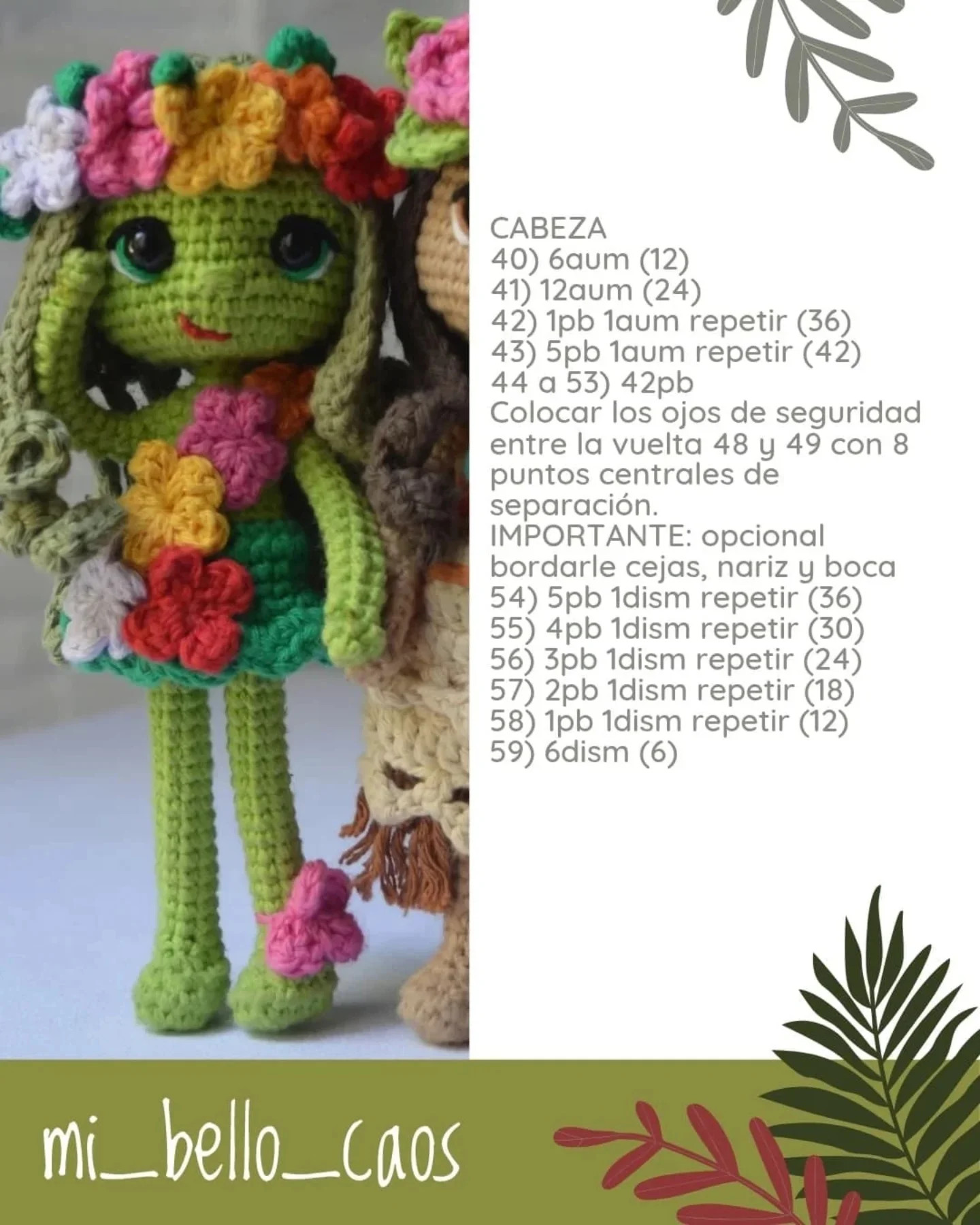 Patrón amigurumi gratis: hada floral tejida a crochet