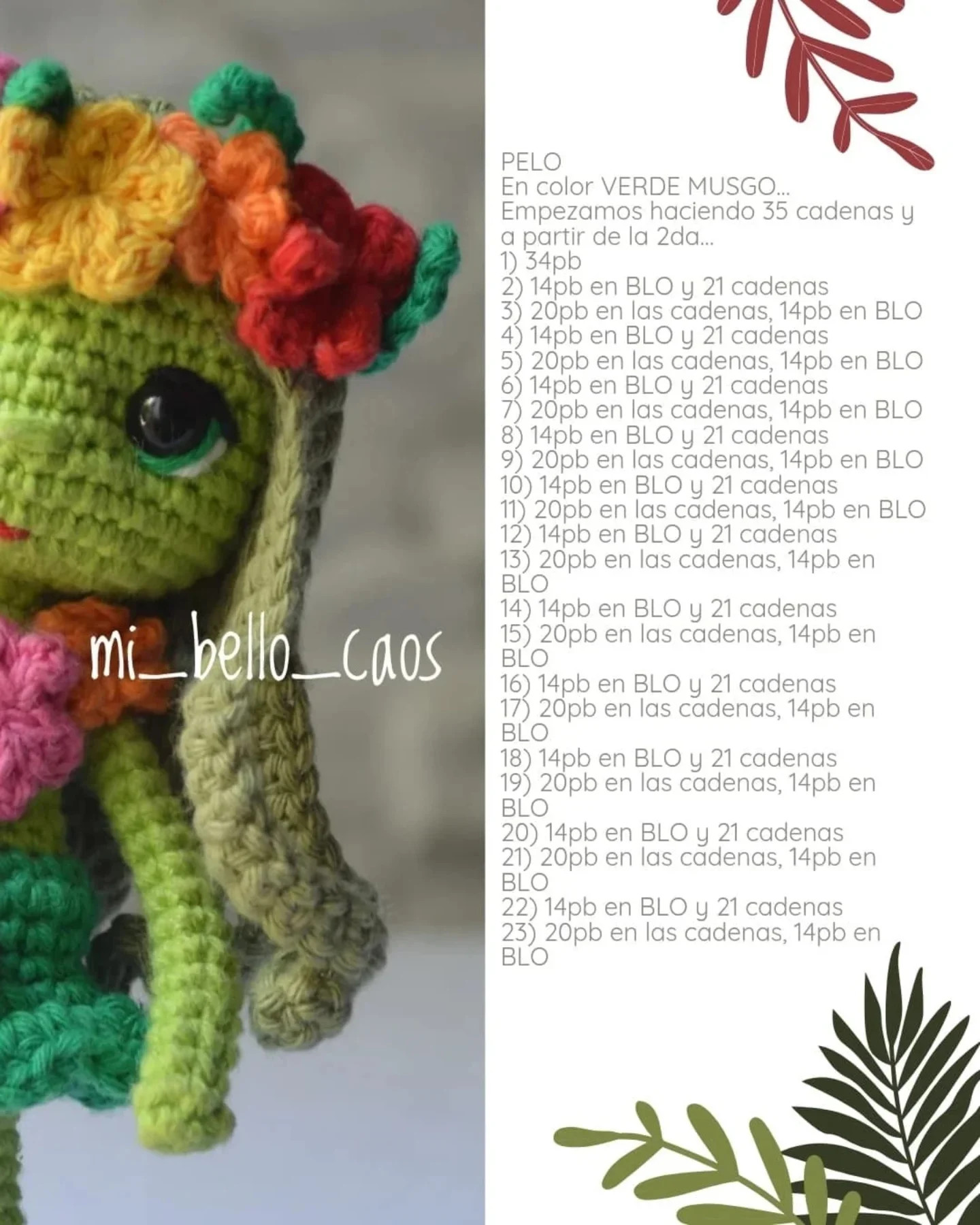 Patrón amigurumi gratis: hada floral tejida a crochet