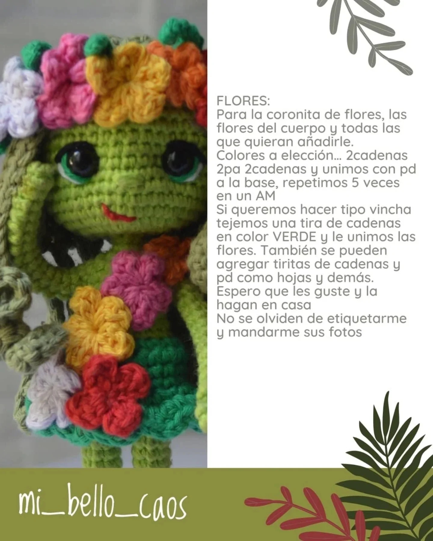 Patrón amigurumi gratis: hada floral tejida a crochet