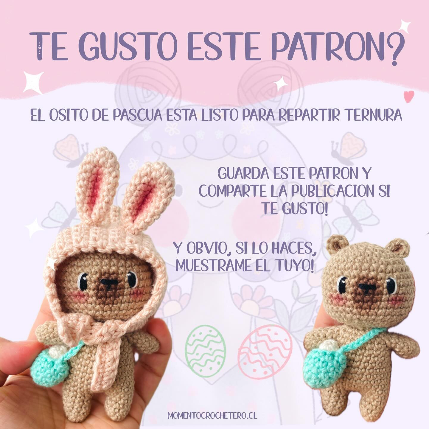 Patrón amigurumi gratis: Osito de Pascua paso a paso