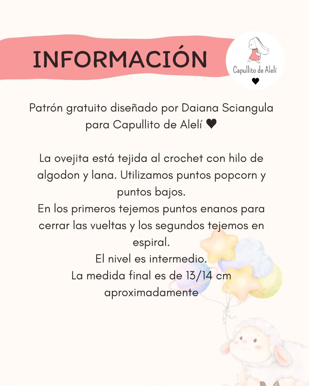 Patrón amigurumi gratis: Oveja tierna