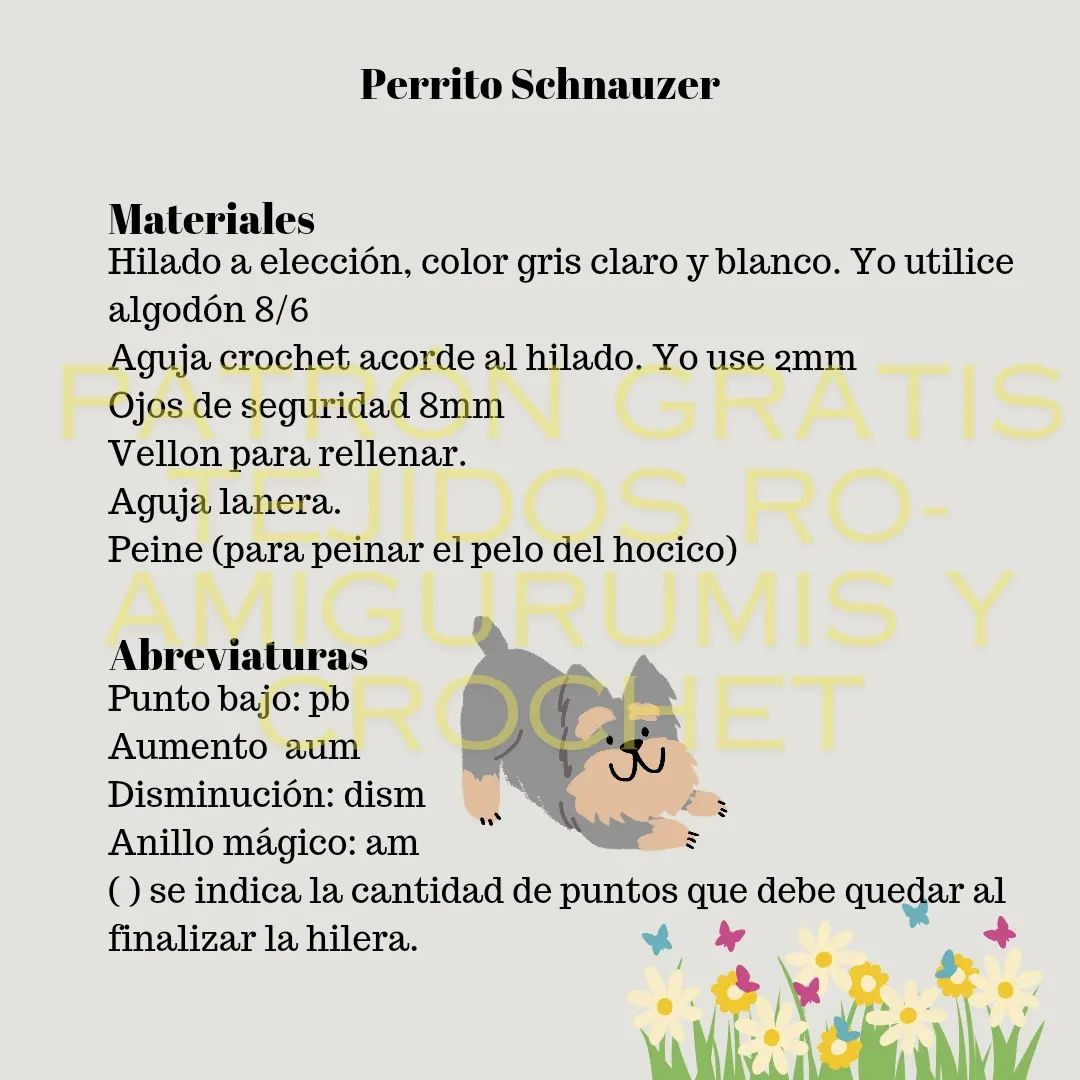 Patrón amigurumi gratis: perrito Schnauzer miniatura