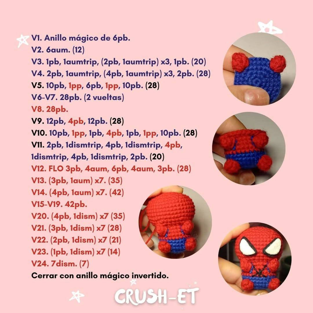 Patrón amigurumi gratis: Spiderman en miniatura