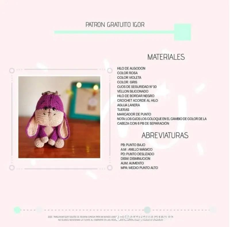 Patrón amigurumi gratis: tierno burro Eeyore