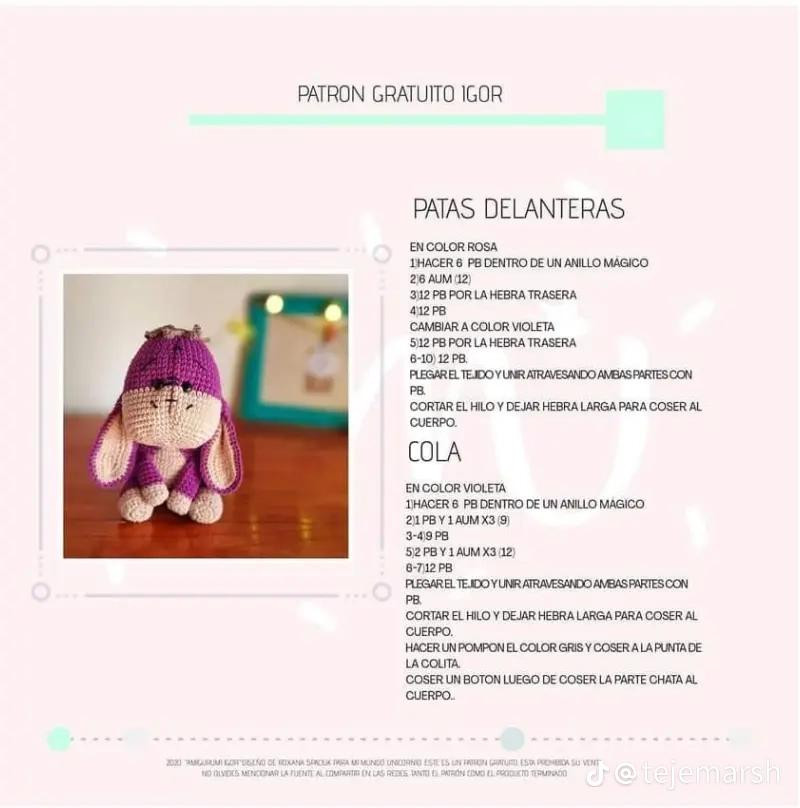 Patrón amigurumi gratis: tierno burro Eeyore