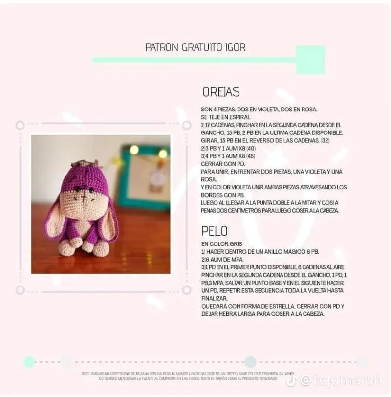 Patrón amigurumi gratis: tierno burro Eeyore