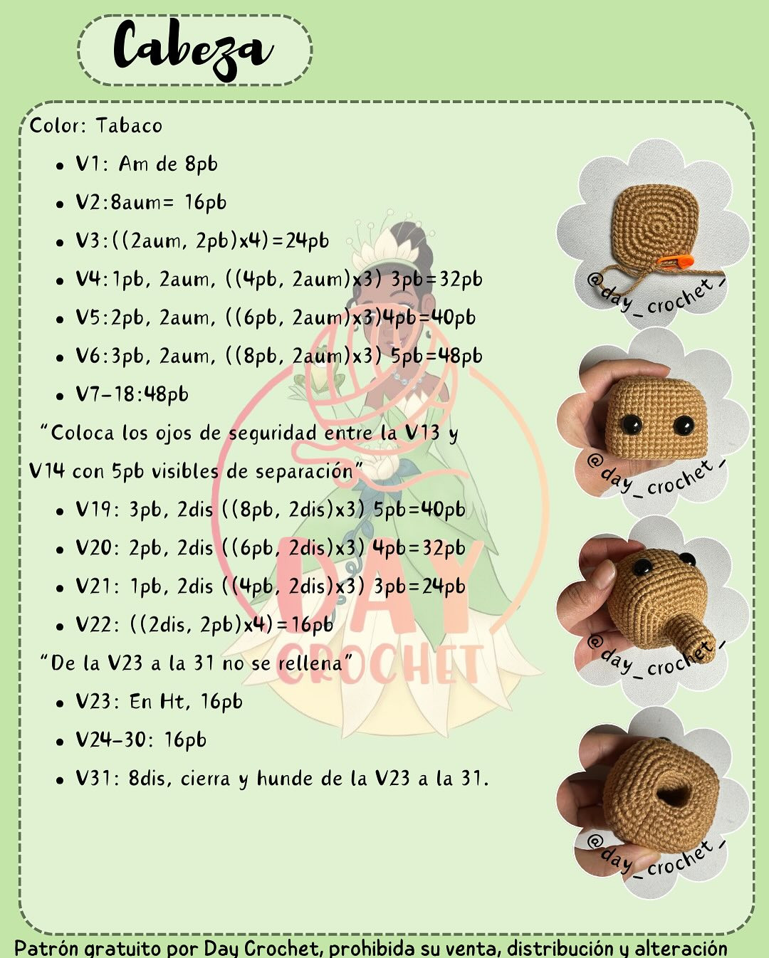 Patrón amigurumi gratuito: Princesa Tiana
