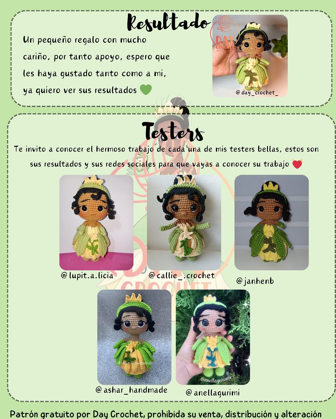 Patrón amigurumi gratuito: Princesa Tiana
