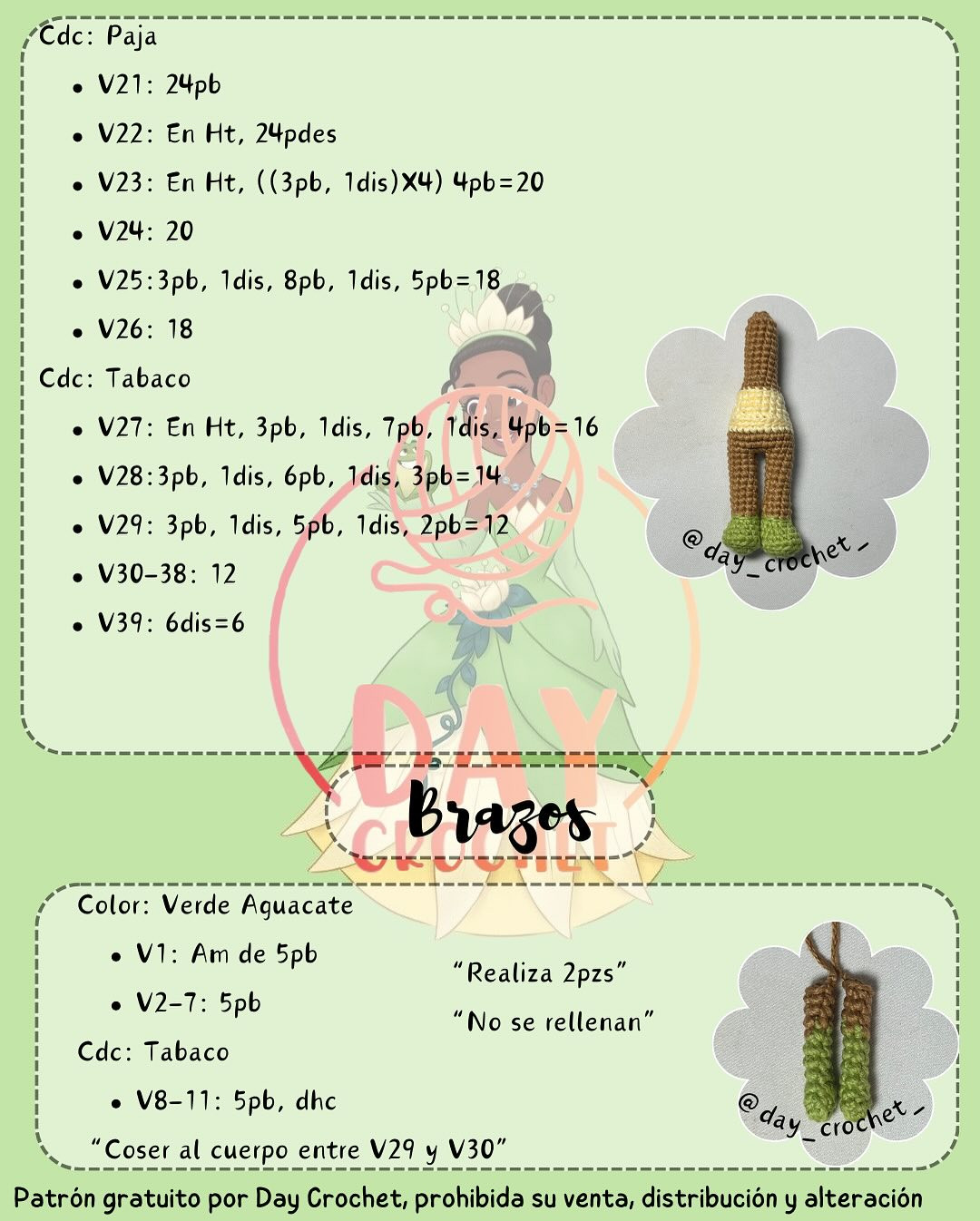 Patrón amigurumi gratuito: Princesa Tiana