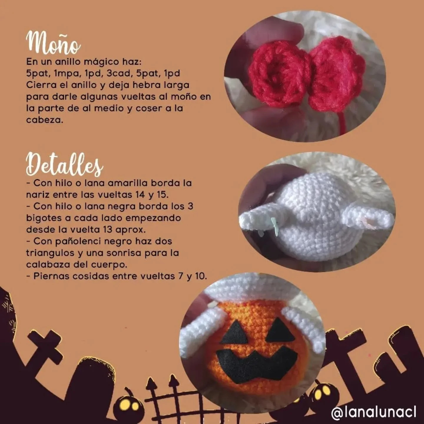 Patrón amigurumi Hello Kitty calabaza gratis