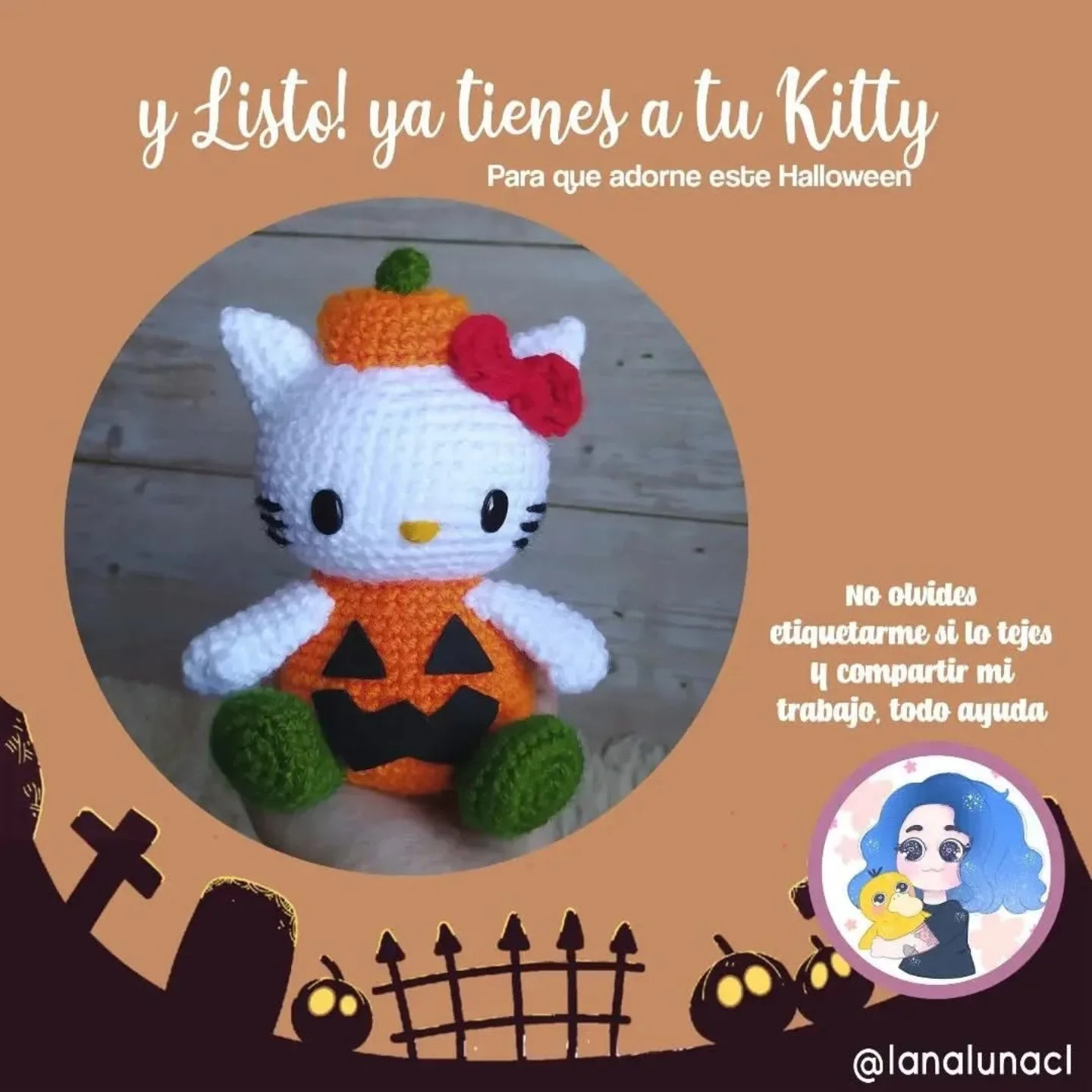 Patrón amigurumi Hello Kitty calabaza gratis