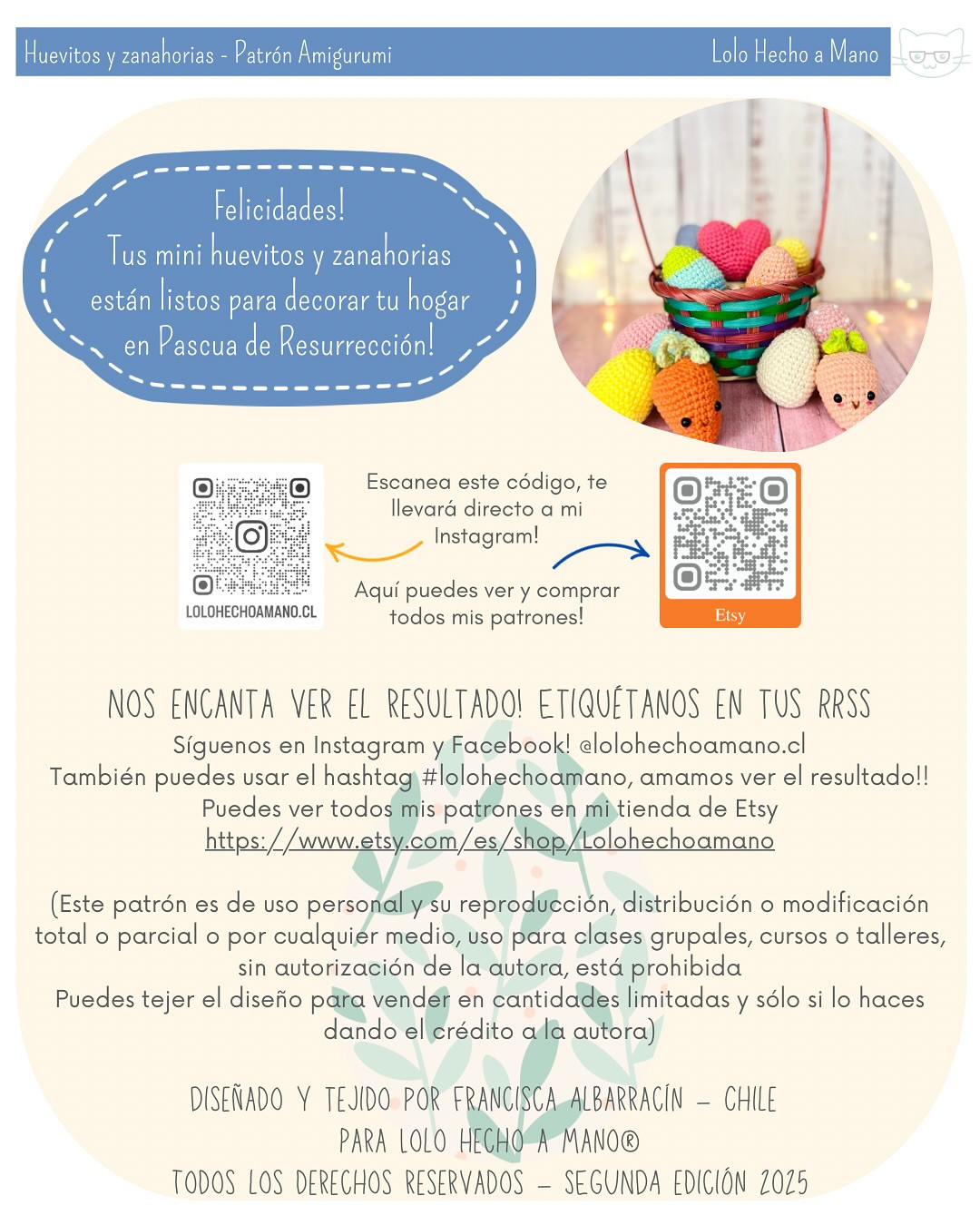 Patrón amigurumi: Huevos de Pascua y Zanahorias tejidas a crochet