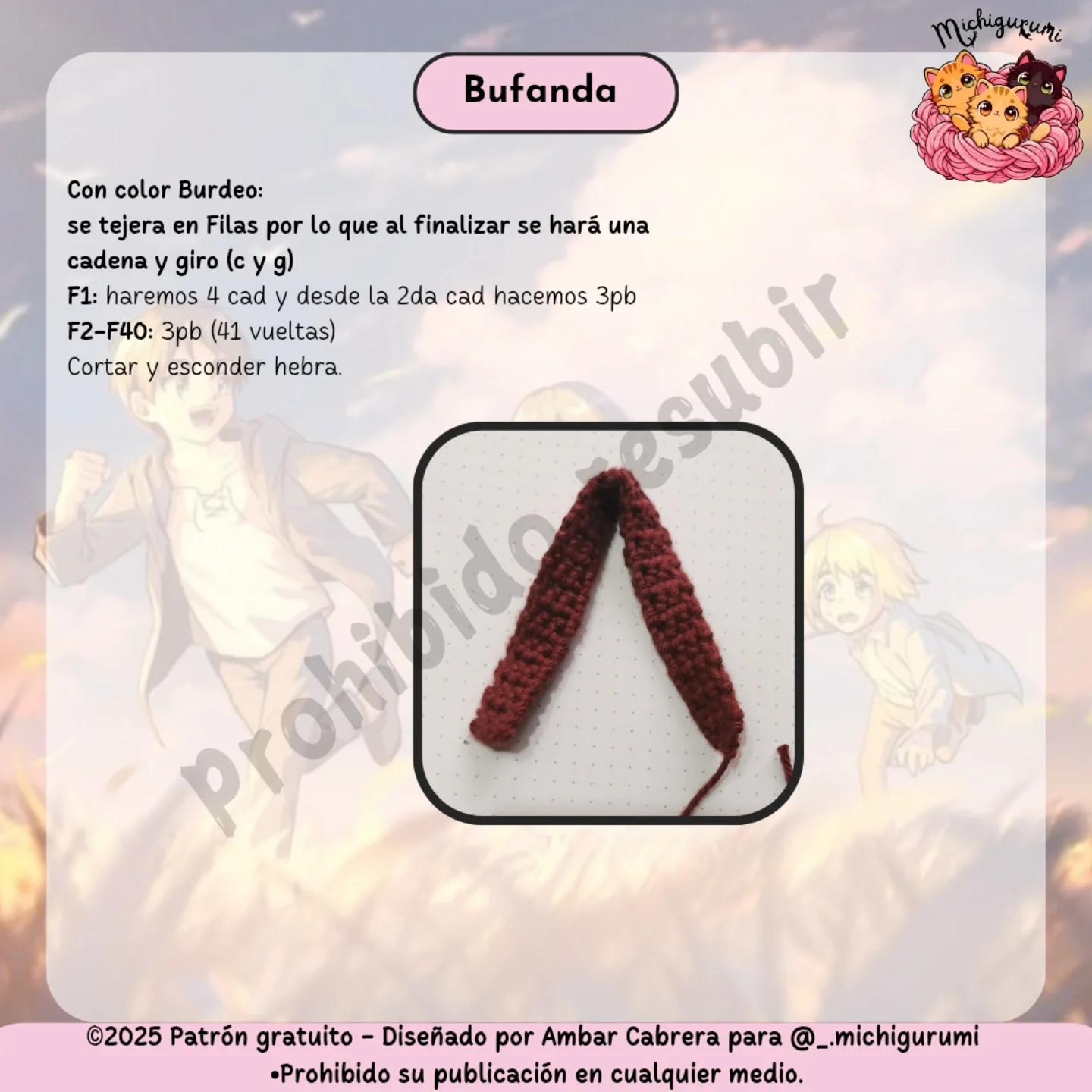 Patrón amigurumi Mikasa Ackerman gratis