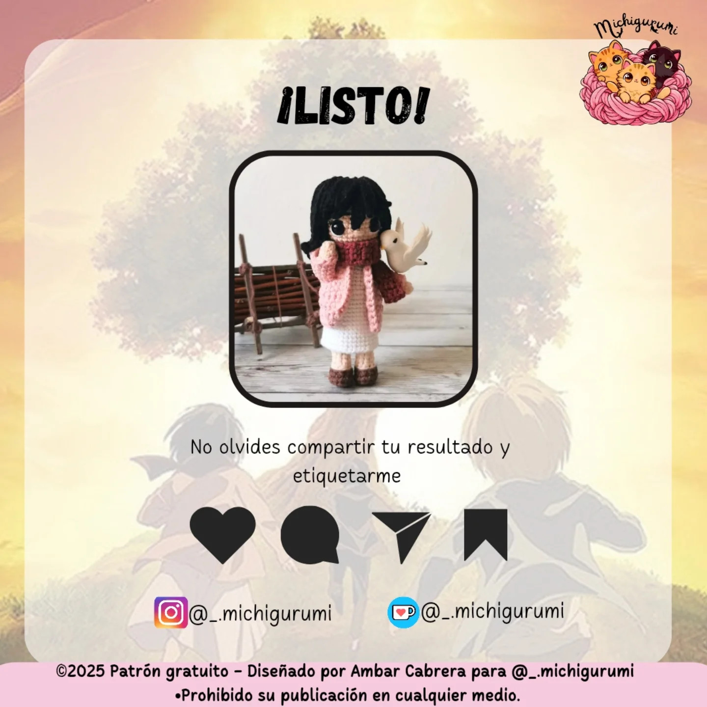 Patrón amigurumi Mikasa Ackerman gratis
