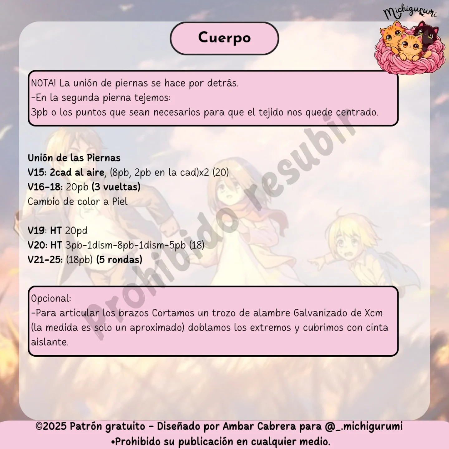 Patrón amigurumi Mikasa Ackerman gratis