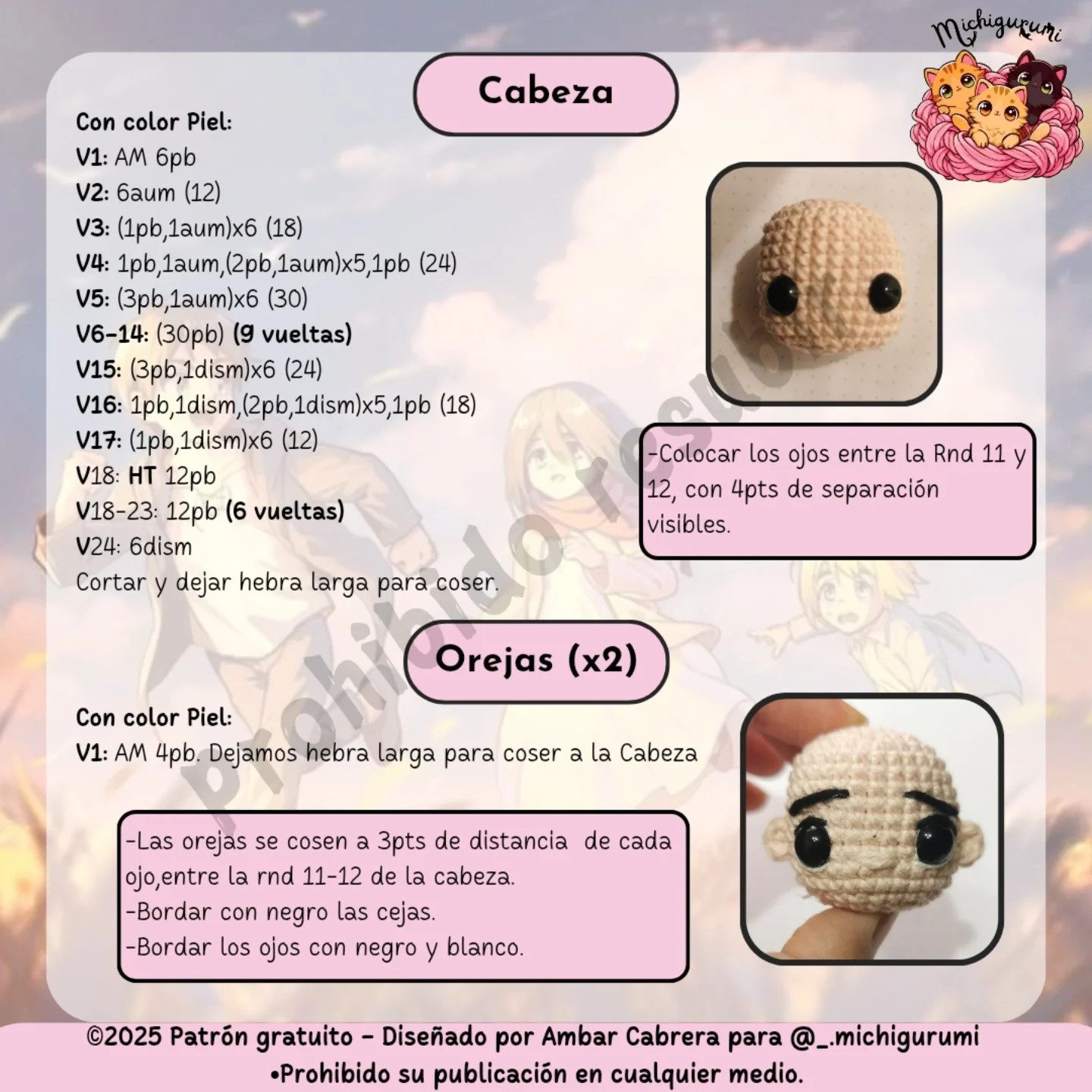 Patrón amigurumi Mikasa Ackerman gratis
