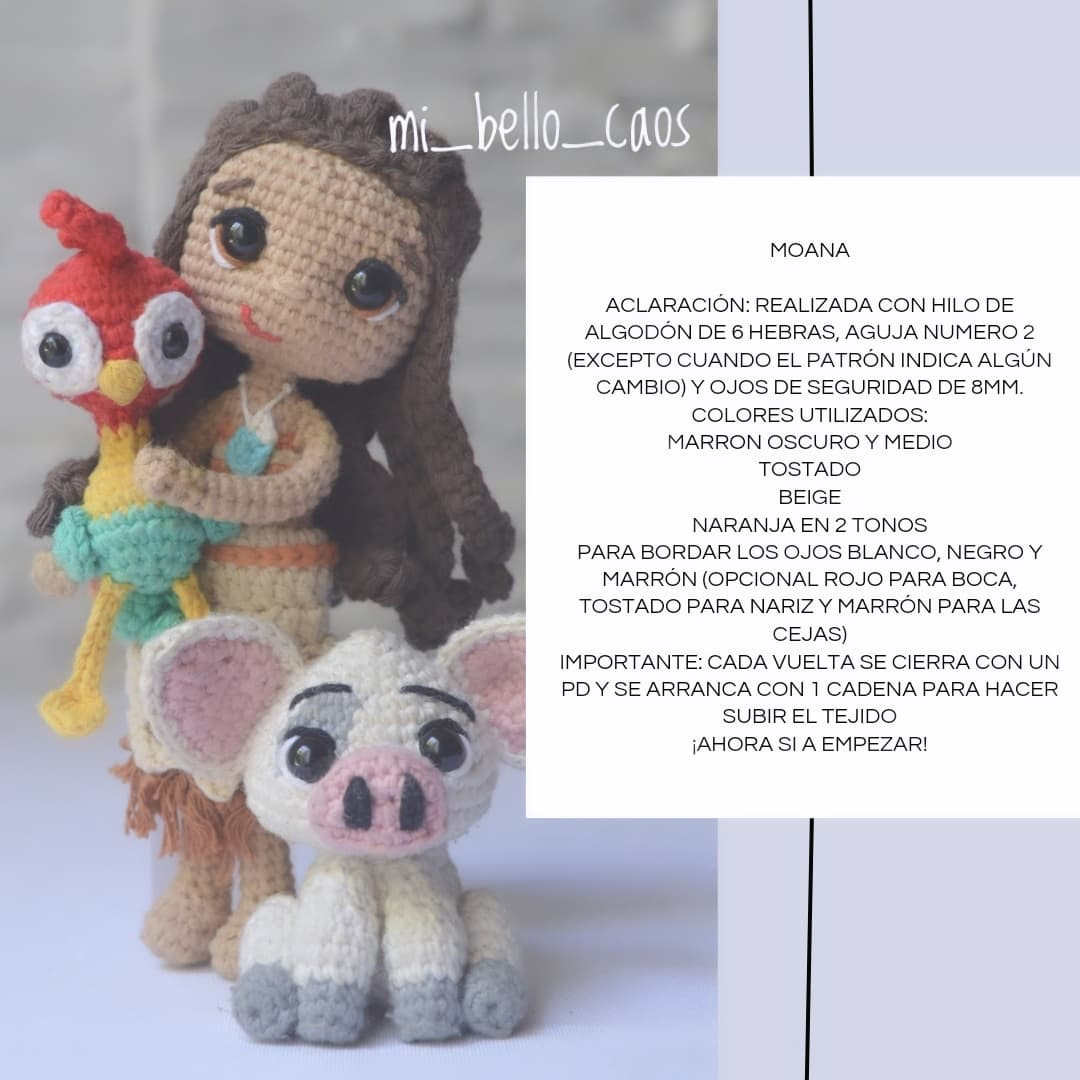 Patrón Amigurumi Moana: Parte 1
