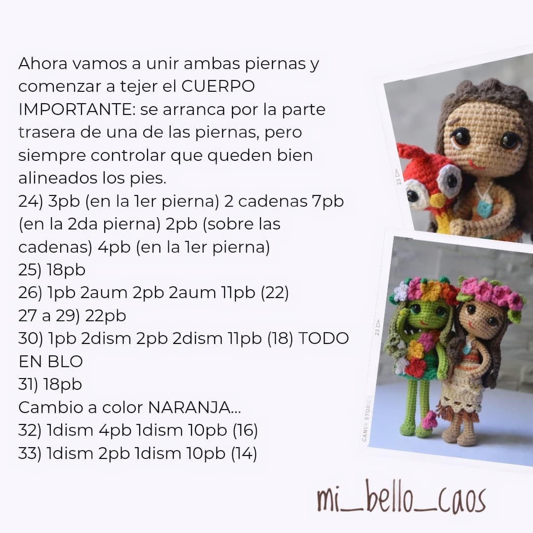 Patrón Amigurumi Moana: Parte 1