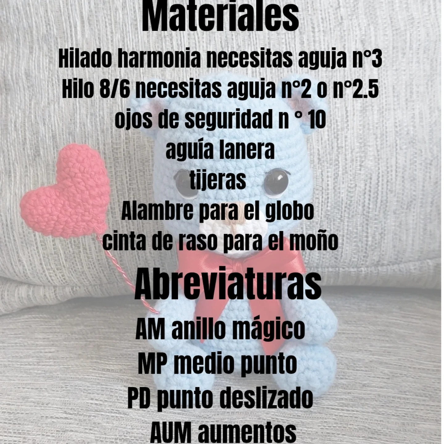 Patrón Amigurumi: Osito Valentín