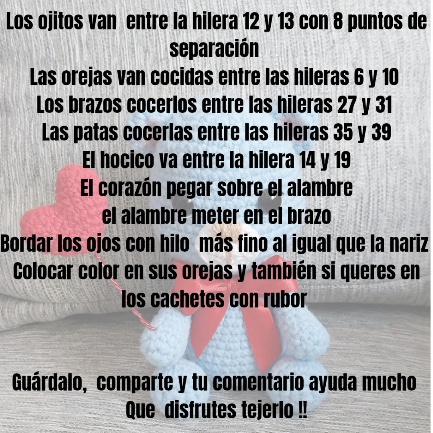 Patrón Amigurumi: Osito Valentín