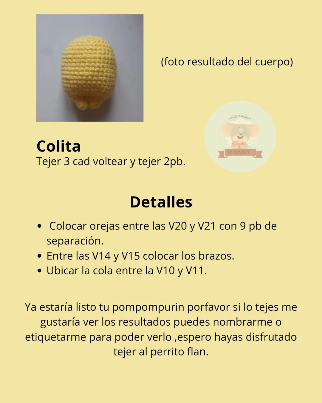 Patrón amigurumi Pompompurin: Guía paso a paso