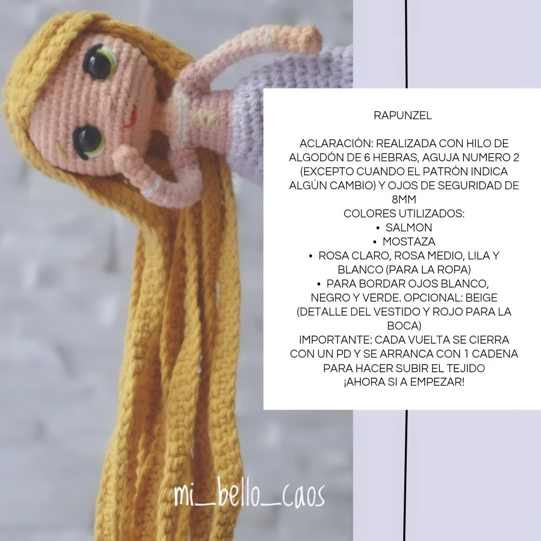 Patrón amigurumi Rapunzel: Parte 1