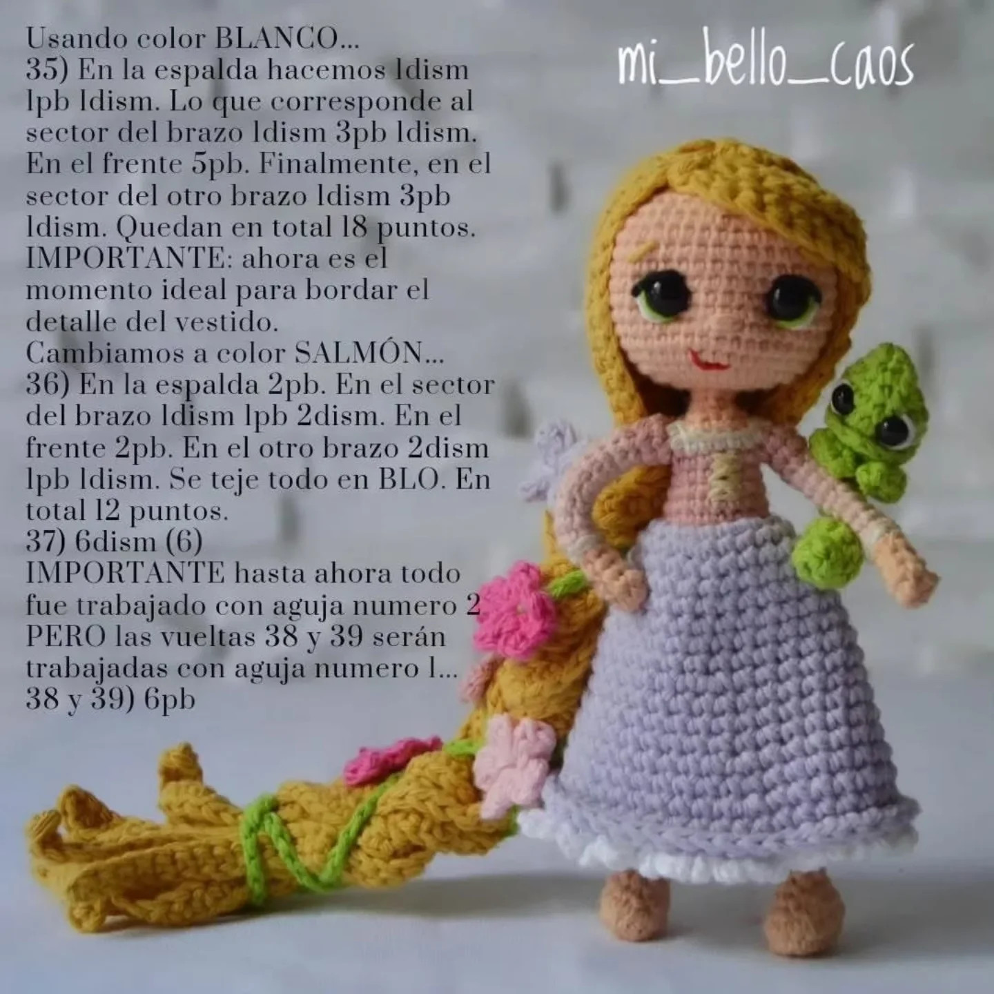 Patrón amigurumi Rapunzel: Parte 1