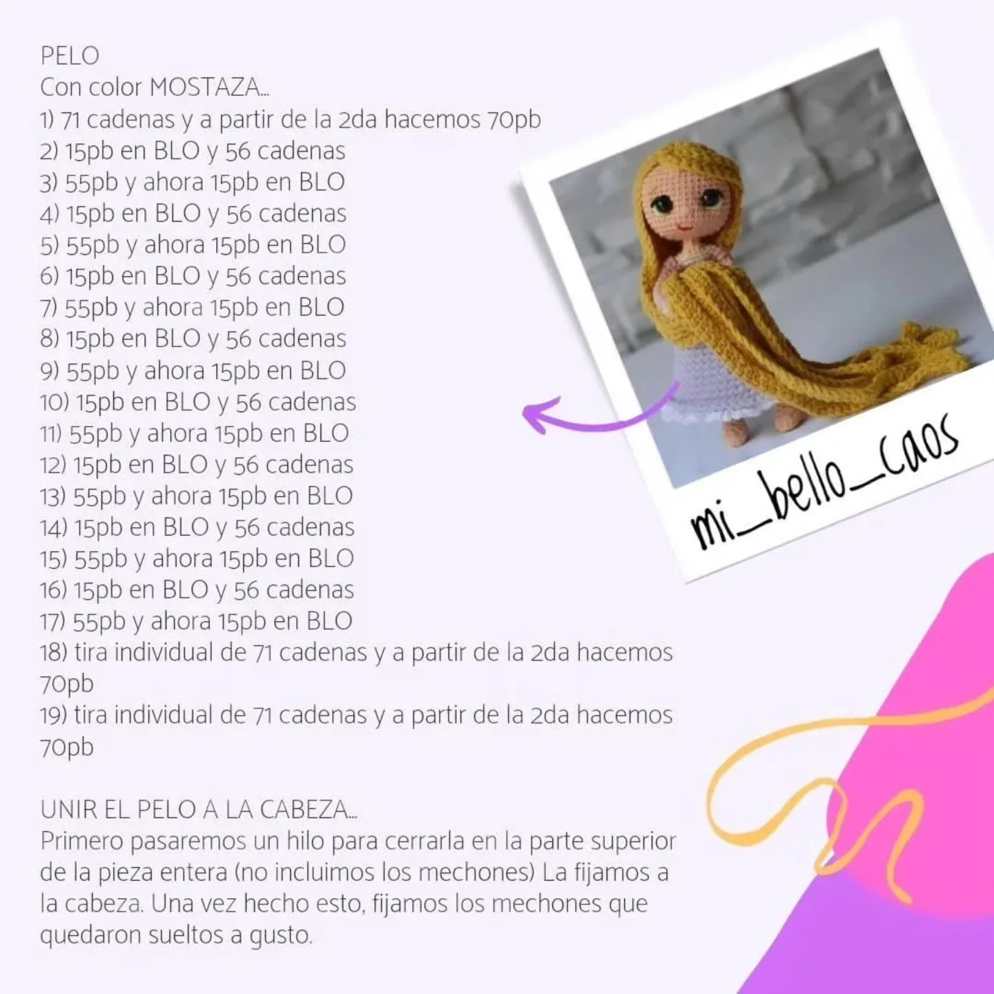 Patrón amigurumi Rapunzel: Parte 1