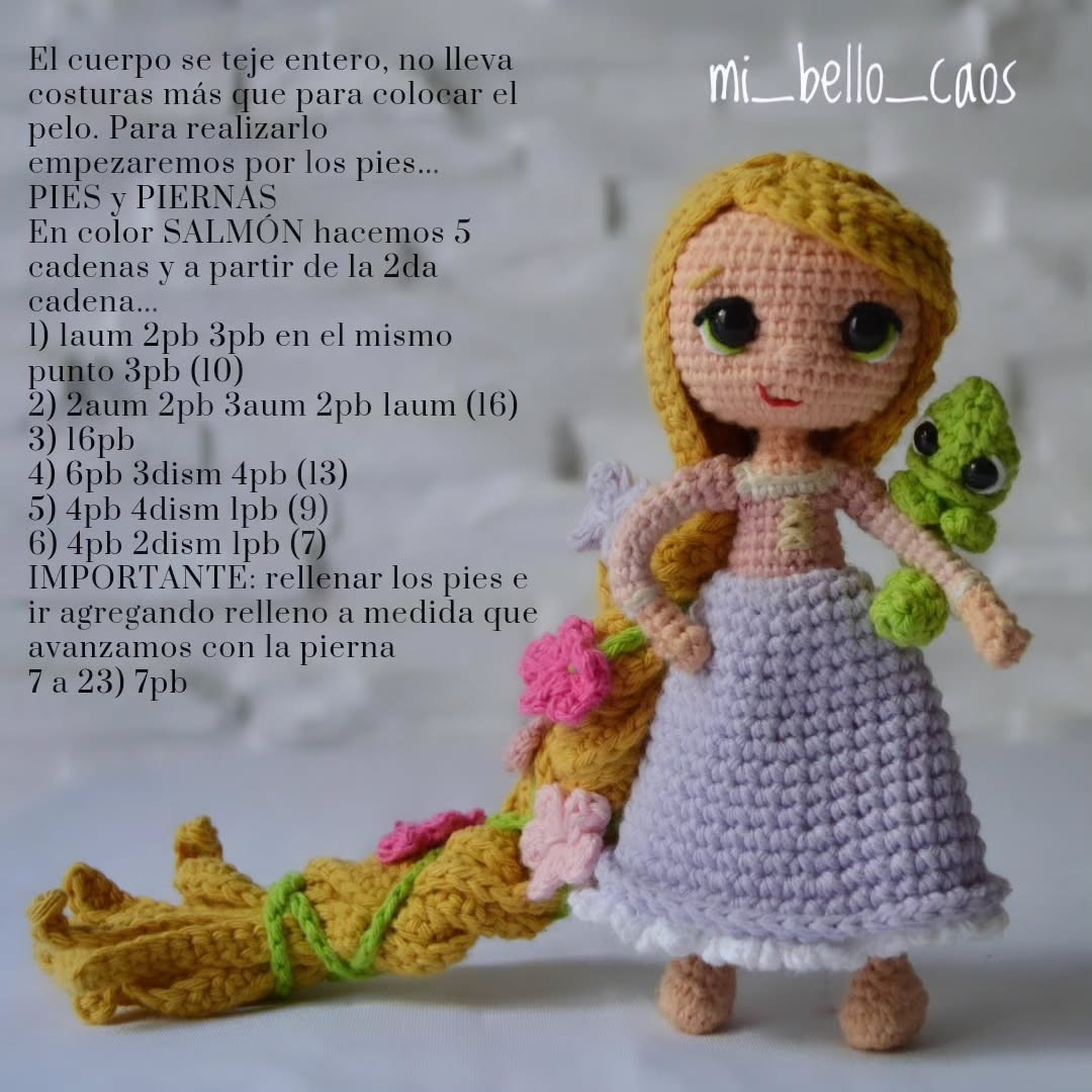 Patrón amigurumi Rapunzel: Parte 1