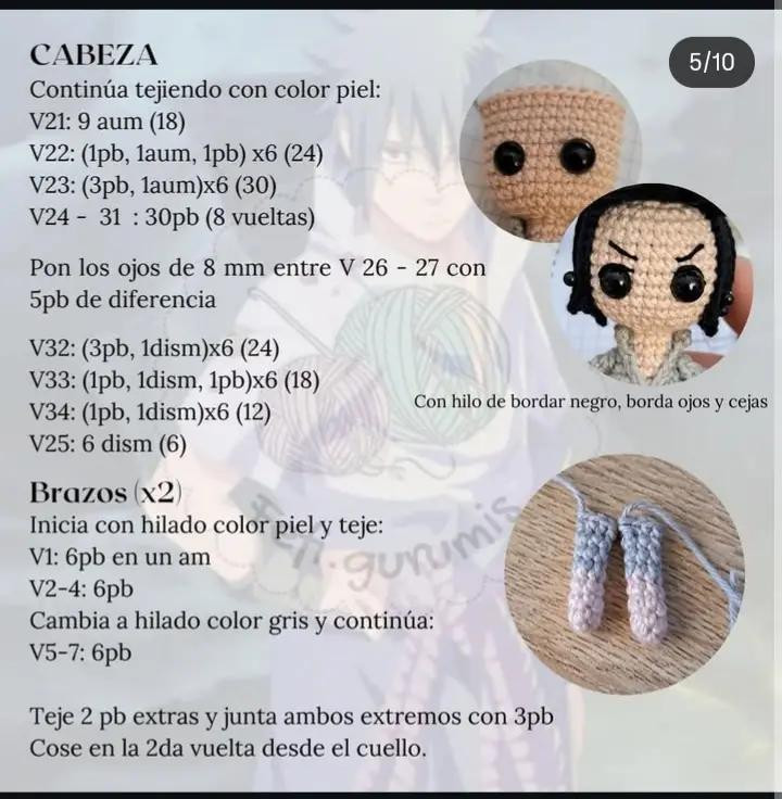 Patrón amigurumi Sasuke llavero gratis