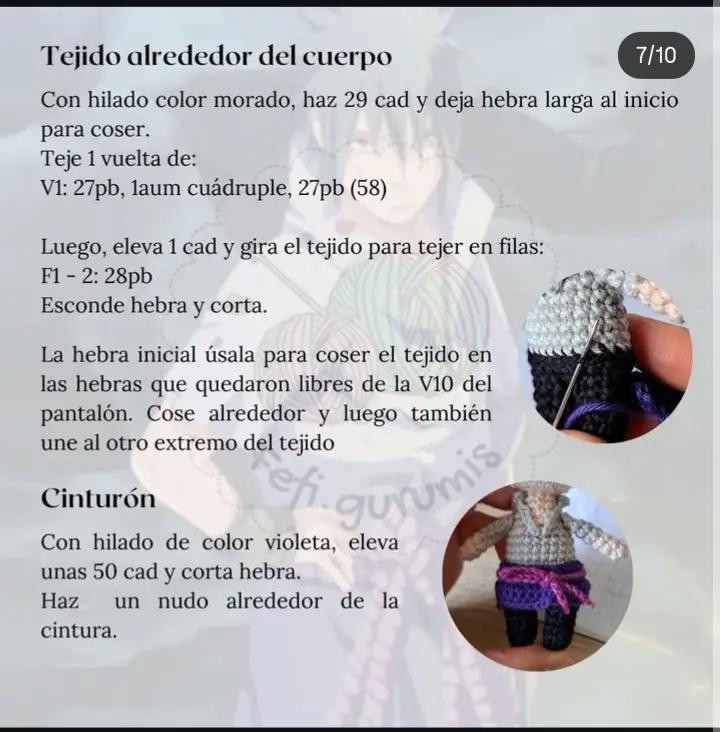 Patrón amigurumi Sasuke llavero gratis