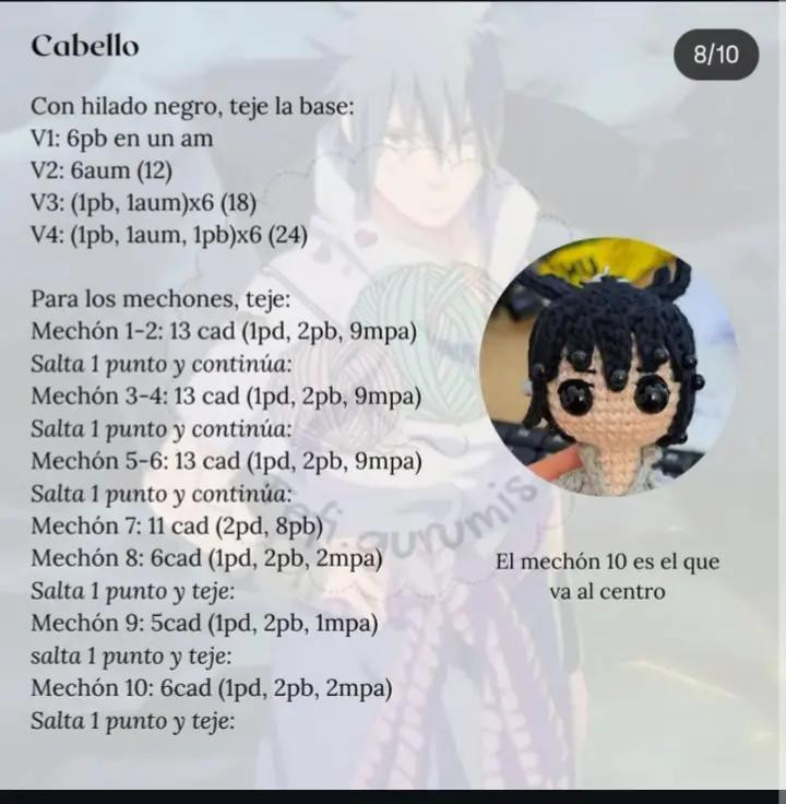 Patrón amigurumi Sasuke llavero gratis