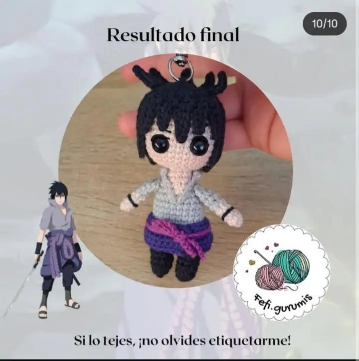 Patrón amigurumi Sasuke llavero gratis