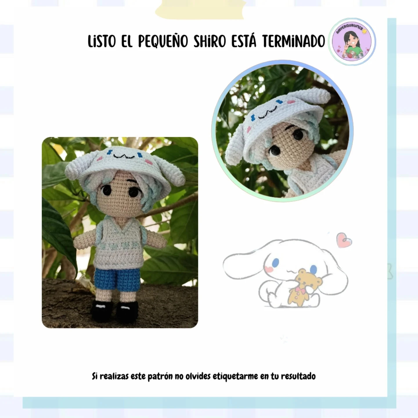Patrón amigurumi Shiro gratis: Colección Sanrio Boys