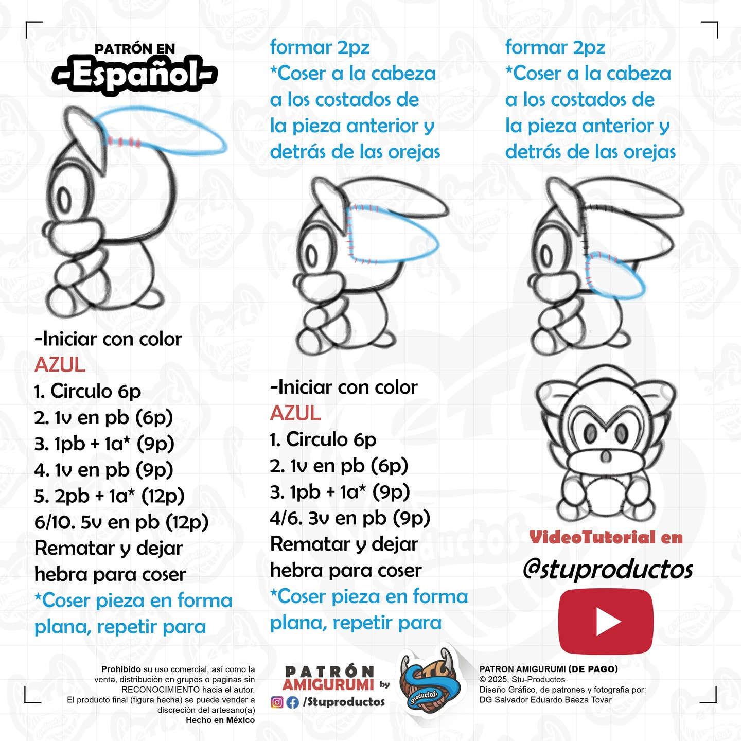 Patrón Amigurumi Sonic Gratis: Llavero tejido a crochet