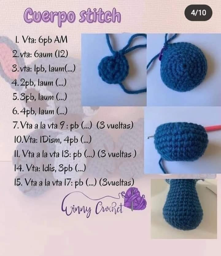 Patrón amigurumi Stitch: Dos adorables Stitch tejidos a crochet.