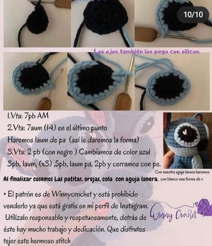 Patrón amigurumi Stitch: Dos adorables Stitch tejidos a crochet.