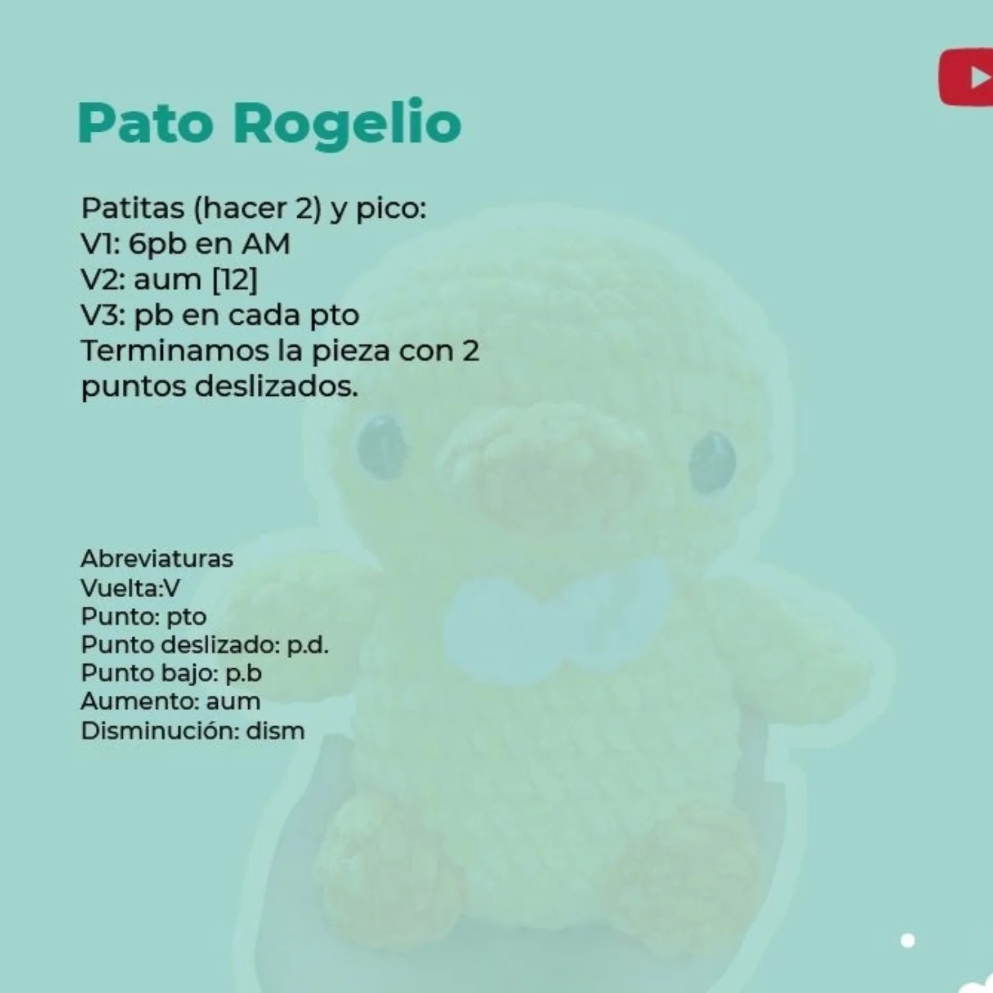 Patrón Amigurumi: tierno patito tejido a crochet