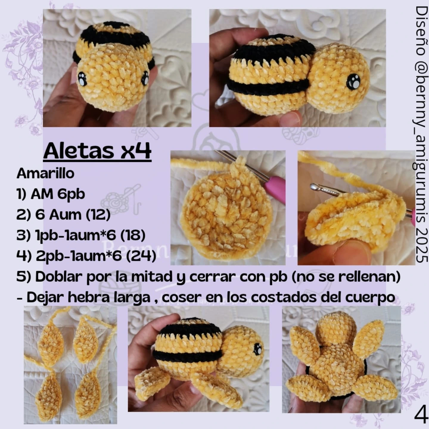 Patrón Amigurumi Tortuga Abeja Gratis
