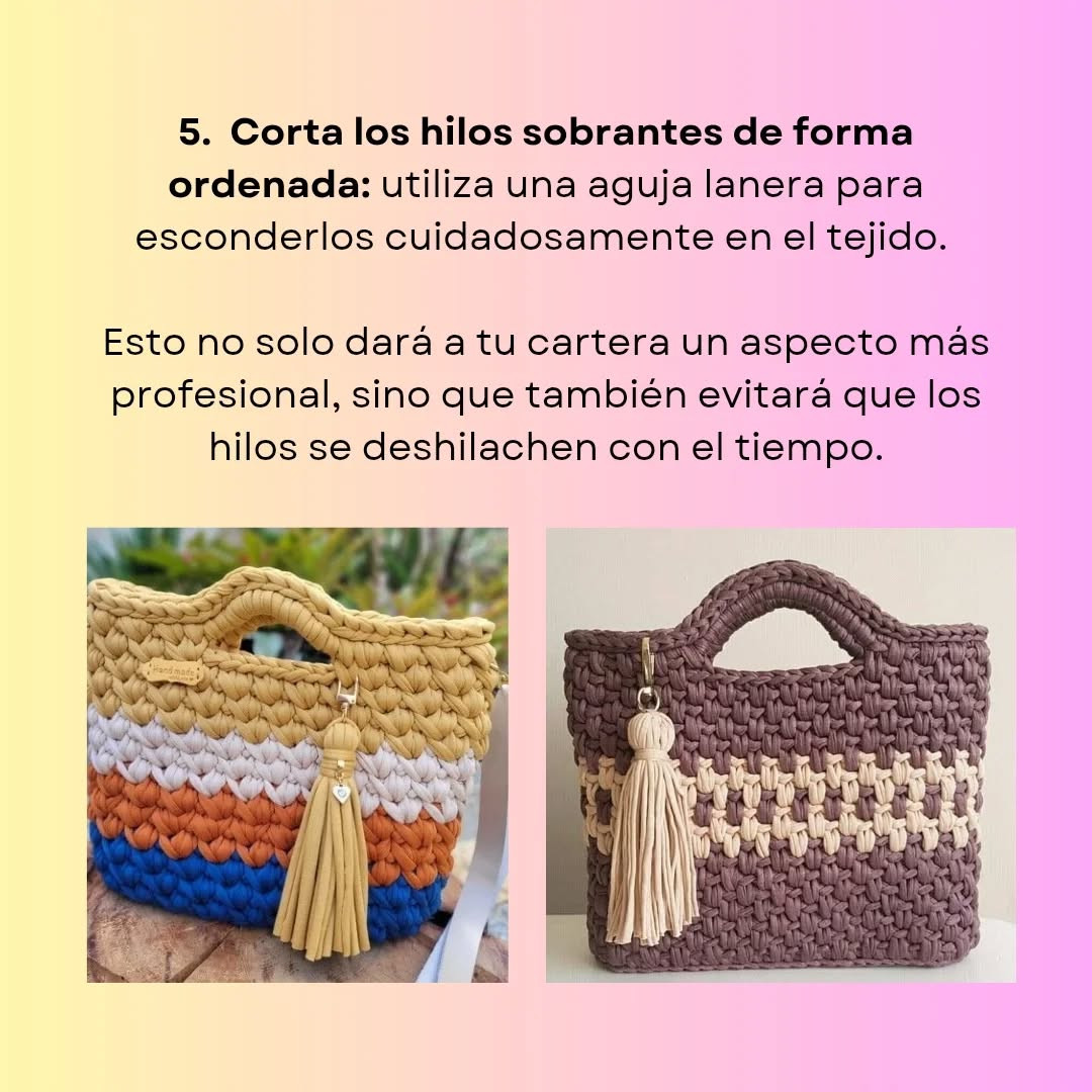 PATRÓN: Bolso tejido a crochet;  modelo y gráfico incluido