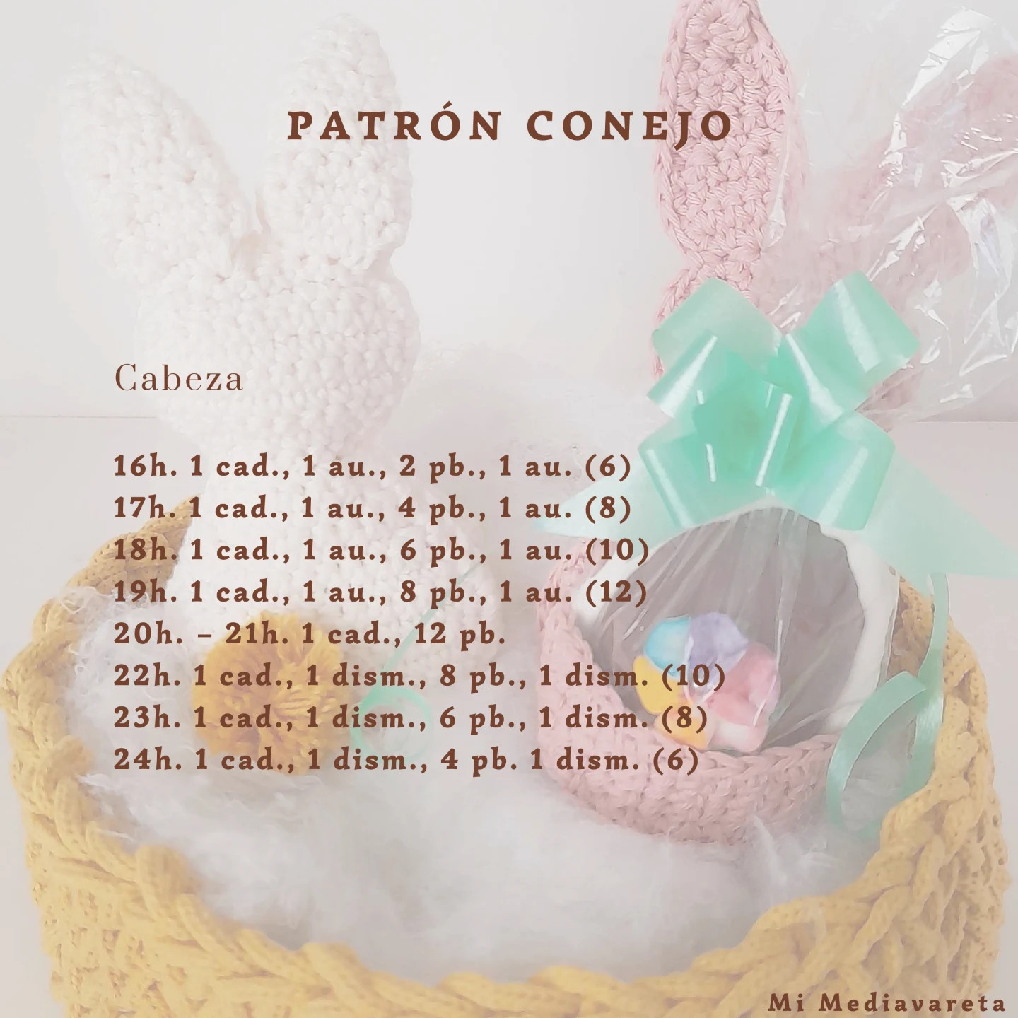 PATRÓN: Conejito de Pascua tejido a crochet.
