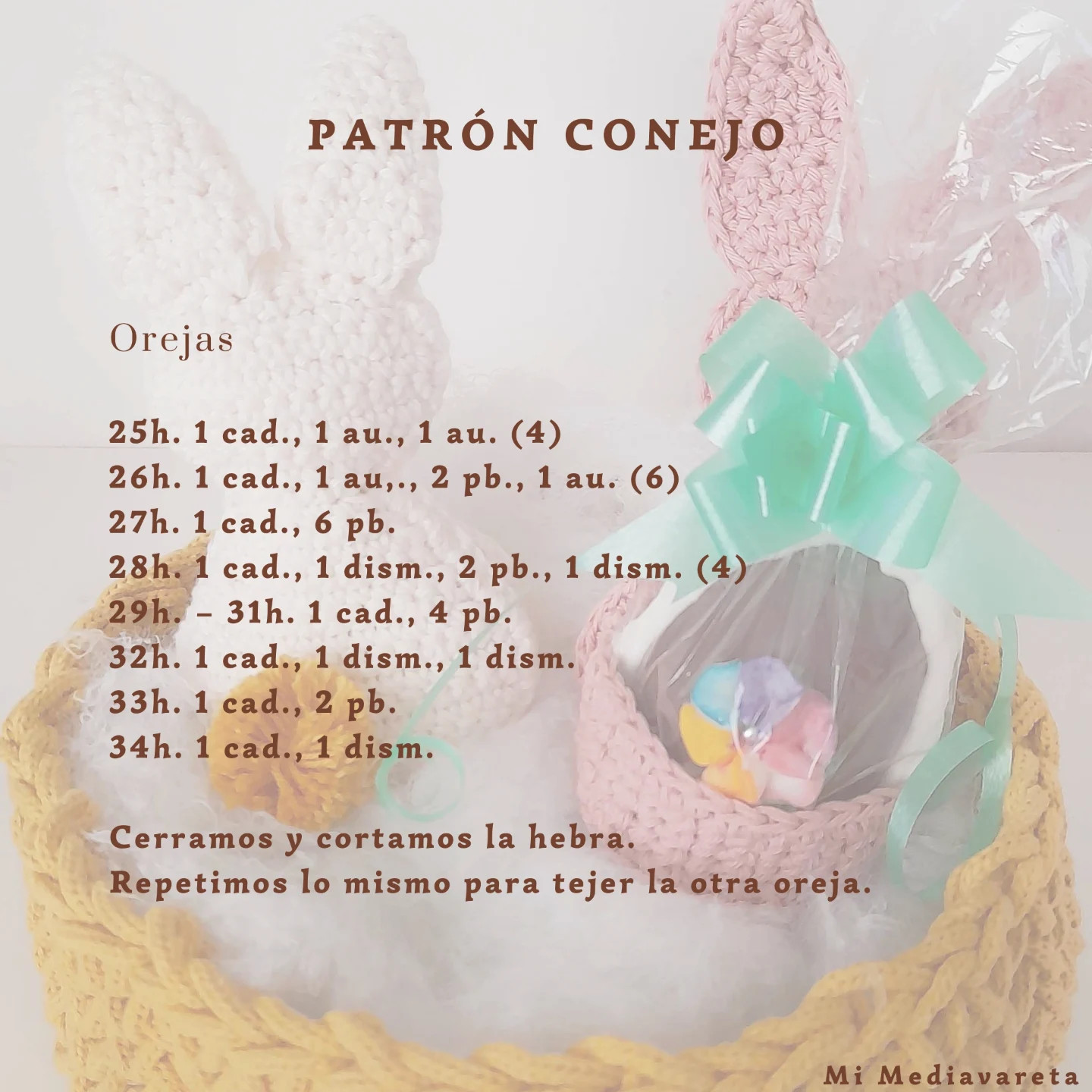 PATRÓN: Conejito de Pascua tejido a crochet.
